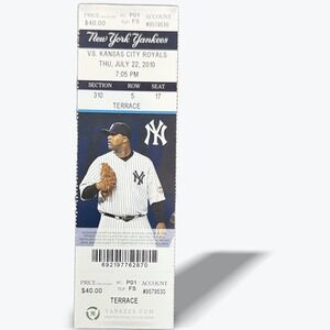 New York Yankees vs Kansas‎ City Royals Jul 22 2010 Full Ticket A Rod 599 HR